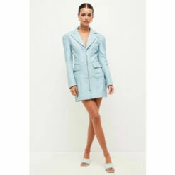 Best Sale 🤩 KarenMillen Petite Leather Moto Fitted Biker Blazer Mini 👗 Dress For Female 🎉 -Karen Millen Sales unnamed file 3987
