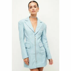 Best Sale 🤩 KarenMillen Petite Leather Moto Fitted Biker Blazer Mini 👗 Dress For Female 🎉 -Karen Millen Sales unnamed file 3988
