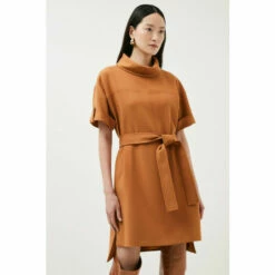 Best Sale ✔️ KarenMillen Compact Stretch Relaxed Short Sleeve Mini 👗 Dress For Female 🤩