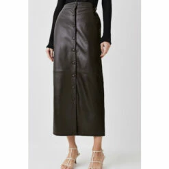 Hot Sale 🌟 KarenMillen Leather Button Front Maxi 👗 Skirt For Female 💯 -Karen Millen Sales unnamed file 4025