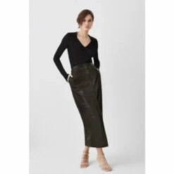 Hot Sale 🌟 KarenMillen Leather Button Front Maxi 👗 Skirt For Female 💯 -Karen Millen Sales unnamed file 4026