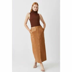 Hot Sale 🌟 KarenMillen Leather Button Front Maxi 👗 Skirt For Female 💯 -Karen Millen Sales unnamed file 4027