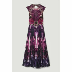 Best deal 👍 KarenMillen Metallic Guipure Lace Mirrored Pleat Midi 👗 Dress For Female 👍 -Karen Millen Sales unnamed file 4031