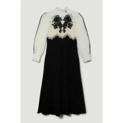 Promo 😉 KarenMillen Plus Size Lace Embroidered Woven Midi 👗 Dress For Female 🎉 -Karen Millen Sales unnamed file 4043