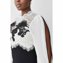 Promo 😉 KarenMillen Plus Size Lace Embroidered Woven Midi 👗 Dress For Female 🎉 -Karen Millen Sales unnamed file 4044