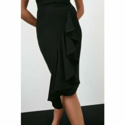 Coupon 👏 KarenMillen Embellished Ruffle Figure Form Crepe Midi 👗 Dress For Female 🎉 -Karen Millen Sales unnamed file 4048