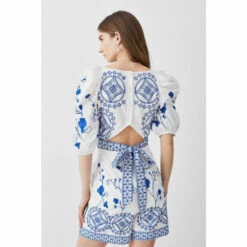 Hot Sale 😀 KarenMillen Floral & Geo Embroidered Woven Playsuit For Female 😉 -Karen Millen Sales unnamed file 405
