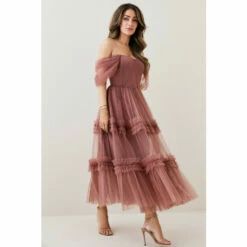 Cheap ✔️ KarenMillen Lydia Millen Corset Detail Tulle Tiered Woven 👗 Dress For Female 🌟 -Karen Millen Sales unnamed file 4078