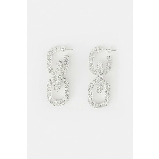 Discount 👏 KarenMillen Silver Plated Chain Linked Diamante Earrings For Female 🔥 2 Discount 👏 KarenMillen Silver Plated Chain Linked Diamante Earrings For Female 🔥 - Image 2