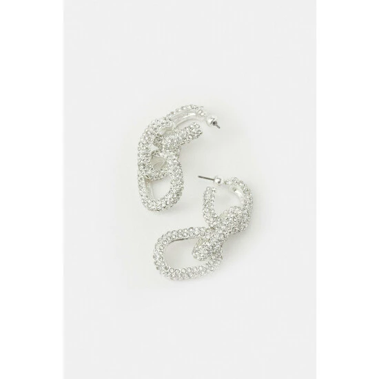 Discount 👏 KarenMillen Silver Plated Chain Linked Diamante Earrings For Female 🔥 3 Discount 👏 KarenMillen Silver Plated Chain Linked Diamante Earrings For Female 🔥 - Image 3