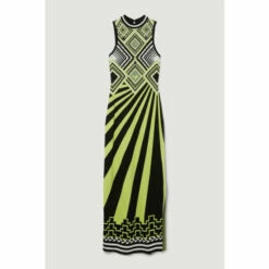 Brand new 😉 KarenMillen Embellished Stripe Jacquard Knitted Maxi Column 👗 Dress For Female 😉 -Karen Millen Sales unnamed file 4100