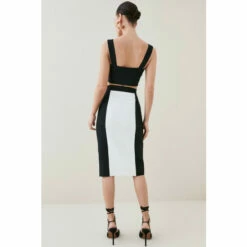 New 🛒 KarenMillen Colour Block Bandage Zip Front Pencil 👗 Skirt For Female 🎉 -Karen Millen Sales unnamed file 4111
