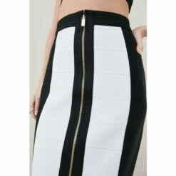 New 🛒 KarenMillen Colour Block Bandage Zip Front Pencil 👗 Skirt For Female 🎉 -Karen Millen Sales unnamed file 4112