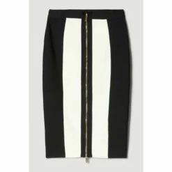 New 🛒 KarenMillen Colour Block Bandage Zip Front Pencil 👗 Skirt For Female 🎉 -Karen Millen Sales unnamed file 4113