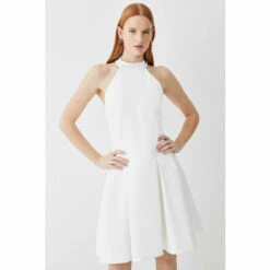 Coupon ❤️ KarenMillen Tailored Pleated Halter Mini 👗 Dress For Female 🎉 -Karen Millen Sales unnamed file 414