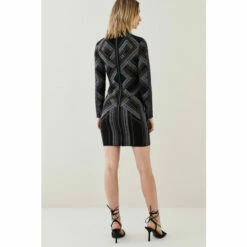 Best deal ✨ KarenMillen Sparkle Jacquard Sequin Panel Knit Mini 👗 Dress For Female 🥰 -Karen Millen Sales unnamed file 4141