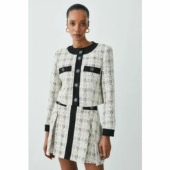 Discount โค๏ธ KarenMillen Tweed Button Front Trophy Jacket For Female ๐ฅฐ