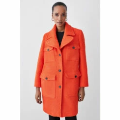 New ✔️ KarenMillen Boucle Pocket Detail Textured Collared 🧥 Coat For Female 🎁 -Karen Millen Sales unnamed file 4166