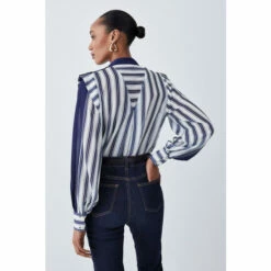 Discount 👍 KarenMillen Military Stripe Woven Blouse For Female ✔️ -Karen Millen Sales unnamed file 4180
