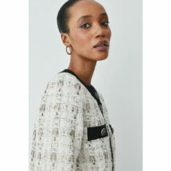 Discount ❤️ KarenMillen Tweed Button Front Trophy Jacket For Female 🥰 -Karen Millen Sales unnamed file 419