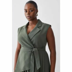 Outlet ⭐ KarenMillen Plus Size Military Pleat Sleeveless Midi 👗 Dress For Female 👍 -Karen Millen Sales unnamed file 4192