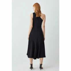 Outlet 🌟 KarenMillen One Shoulder Soft Tailored High Low Midi 👗 Dress For Female ⌛ -Karen Millen Sales unnamed file 4203
