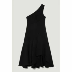 Outlet 🌟 KarenMillen One Shoulder Soft Tailored High Low Midi 👗 Dress For Female ⌛ -Karen Millen Sales unnamed file 4204