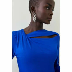 Discount ✔️ KarenMillen Long Sleeve Cut Out Detail Viscose Blend Jersey Top For Female 👏 -Karen Millen Sales unnamed file 4222