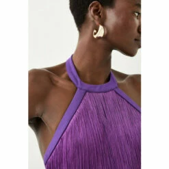 Budget 🎁 KarenMillen Fringed Ponte Detail Halter Neck Mini 👗 Dress For Female 🔥 -Karen Millen Sales unnamed file 4228