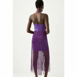 Budget 🎁 KarenMillen Fringed Ponte Detail Halter Neck Mini 👗 Dress For Female 🔥 -Karen Millen Sales unnamed file 4230