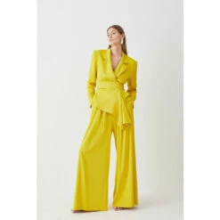 Cheap ⌛ KarenMillen Pleat Detail Wide Leg Trouser For Female 😍 -Karen Millen Sales unnamed file 4241