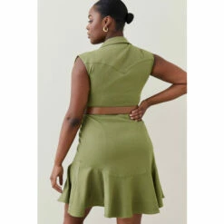 Promo 👍 KarenMillen Plus Size Relaxed Tailored Ruffle Hem Belted Drs For Female 👏 -Karen Millen Sales unnamed file 4244