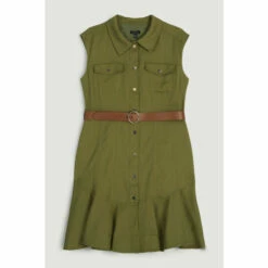 Promo 👍 KarenMillen Plus Size Relaxed Tailored Ruffle Hem Belted Drs For Female 👏 -Karen Millen Sales unnamed file 4245