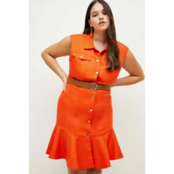 Promo 👍 KarenMillen Plus Size Relaxed Tailored Ruffle Hem Belted Drs For Female 👏 -Karen Millen Sales unnamed file 4247
