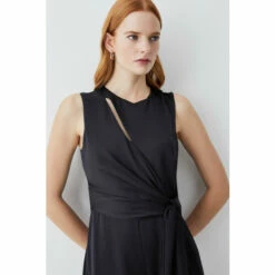 Flash Sale 🧨 KarenMillen Soft Tie Knotted Wide Leg Jumpsuit For Female ❤️ -Karen Millen Sales unnamed file 4252