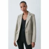 New 😍 KarenMillen Leather Clean Tailored Single Breasted Blazer For Female 🔔
