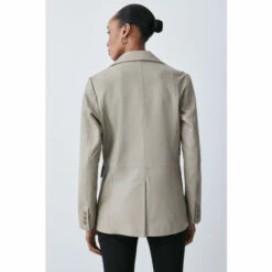 New 😍 KarenMillen Leather Clean Tailored Single Breasted Blazer For Female 🔔 -Karen Millen Sales unnamed file 4256