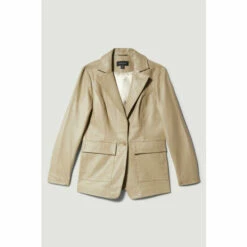 New 😍 KarenMillen Leather Clean Tailored Single Breasted Blazer For Female 🔔 -Karen Millen Sales unnamed file 4257