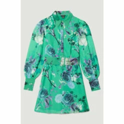 Best reviews of 🔔 KarenMillen Green Rose Georgette Belted Woven 👚 Shirt 👗 Dress For Female 😍 -Karen Millen Sales unnamed file 4264