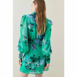 Best reviews of 🔔 KarenMillen Green Rose Georgette Belted Woven 👚 Shirt 👗 Dress For Female 😍 -Karen Millen Sales unnamed file 4265