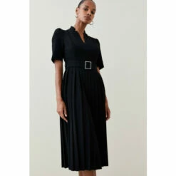 New 🌟 KarenMillen Tall Structure Crepe Forever Pleat Midi 👗 Dress For Female ⭐ -Karen Millen Sales unnamed file 4295