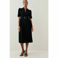 New 🌟 KarenMillen Tall Structure Crepe Forever Pleat Midi 👗 Dress For Female ⭐ -Karen Millen Sales unnamed file 4297