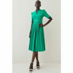 New 🌟 KarenMillen Tall Structure Crepe Forever Pleat Midi 👗 Dress For Female ⭐ -Karen Millen Sales unnamed file 4298