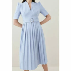 New 🌟 KarenMillen Tall Structure Crepe Forever Pleat Midi 👗 Dress For Female ⭐ -Karen Millen Sales unnamed file 4299