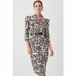 Budget ๐ KarenMillen Petite Animal Printed Forever Midi Pencil ๐ Dress For Female ๐