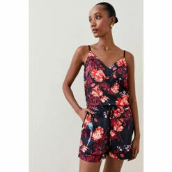 Hot Sale 👍 KarenMillen Floral Satin Nightwear Short For Female 🌟