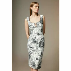 Top 10 🌟 KarenMillen British Museum Astrolabe Scuba Woven Midi 👗 Dress For Female 🌟