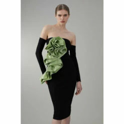 Deals โ KarenMillen Appliqued Rose Ponte Midi ๐ Dress For Female ๐