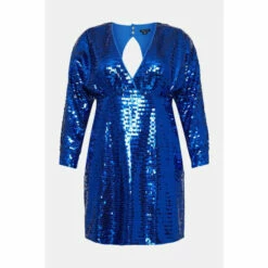 Discount 🤩 KarenMillen Plus Size Sequined Wide Sleeve V Neck Mini 👗 Dress For Female 😀 -Karen Millen Sales unnamed file 4341