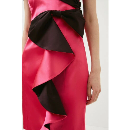 Best deal 🌟 KarenMillen Italian Structured Satin Contrast Bow Mini 👗 Dress For Female 💯 2 Best deal 🌟 KarenMillen Italian Structured Satin Contrast Bow Mini 👗 Dress For Female 💯 - Image 2